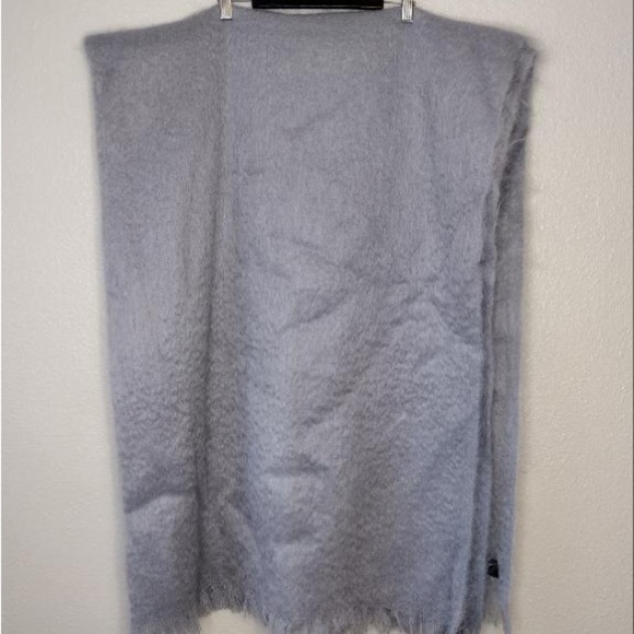 NWT Evangeline Linens Grey Mohair Pure New Wool Gray Throw Blanket - Picture 7 of 13